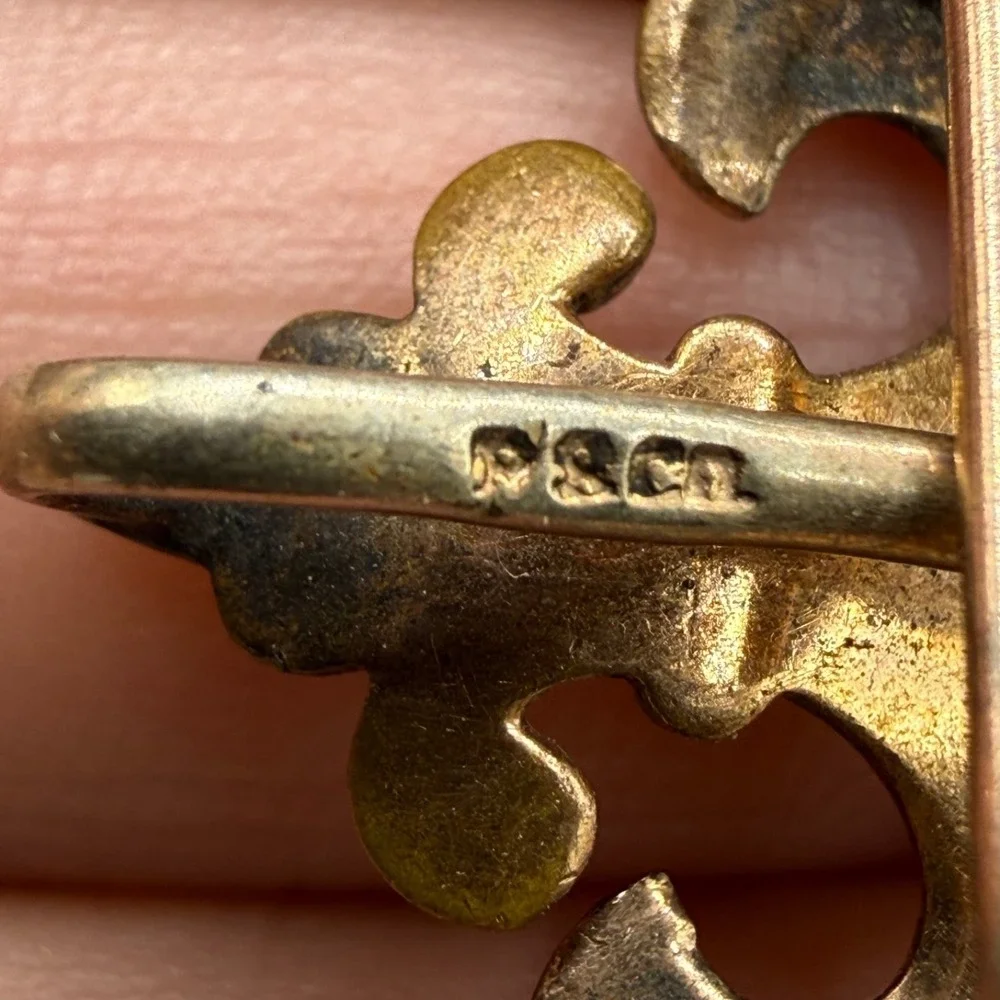 Vintage Gold Filled Watch Chain Brooch Fleur-de-lis